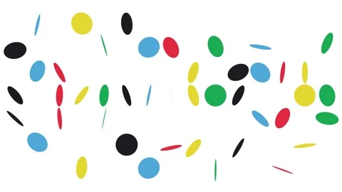 2d multiple circles rotating in 3d space. White background. Colors for olymp Video stock 260916446