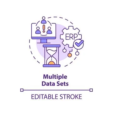 2D multiple data sets line icon concept Stock Illustration