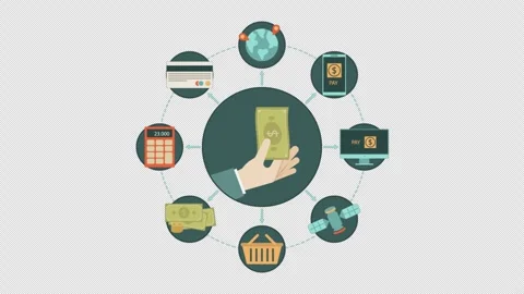 2D Online Payment And Circular Scene Alpha Channel Stock Footage 260910598
