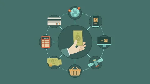 2D Online Payment And Circular Scene Stock Footage 260910611