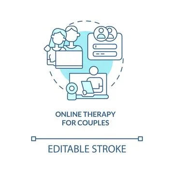 2D online therapy for couples linear icon concept Stock Illustration