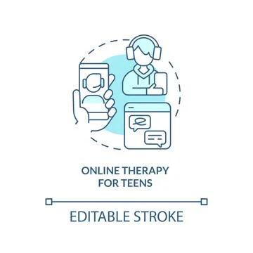 2D online therapy for teens linear icon concept Stock Illustration