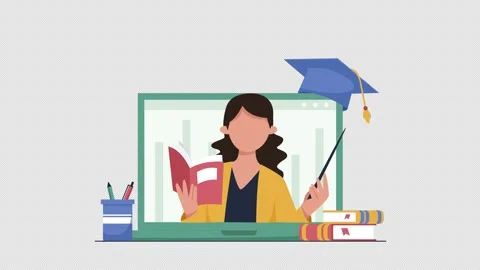 2D Online Tutor Animation 4K On Alpha Stock Footage 295907889