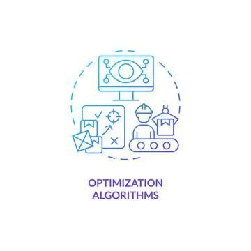 2D optimization algorithms line icon concept 스톡 일러스트