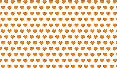 2d orange pattern of cartoon hearts on isolated background Stock Illustration
