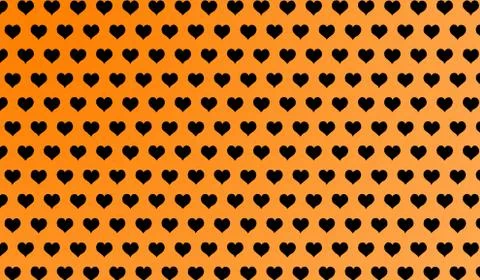 2d orange pattern of cartoon hearts on isolated background Stock Illustration