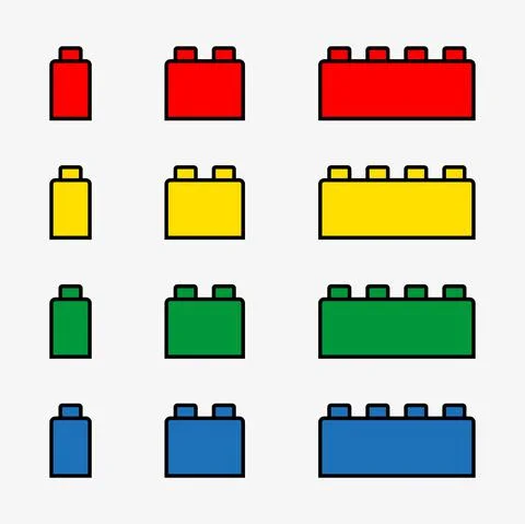 2D outline vector toy building block set Ilustración de archivo