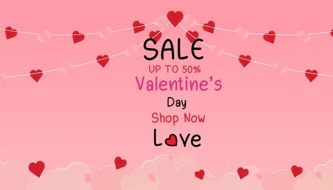 2d paper shape love postcard design for valentine with pink background Stock Illustration