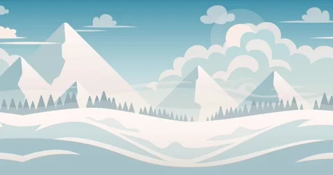 2D Parallax Looping Animation of Cold Winter Landscape Stock Footage 308315733