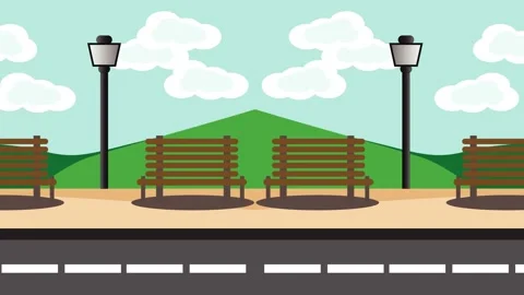 2d Park loopable animation Stock Footage 319579742