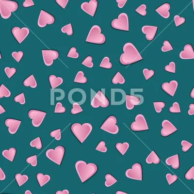 Red pink 3d hearts. Flying heart cards template. Isolated romantic