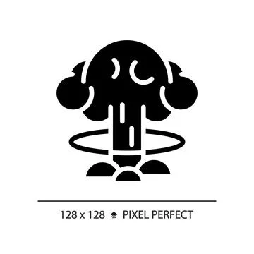 2D pixel perfect glyph style nuclear explosion icon Stock Illustration