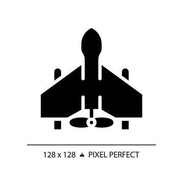 2D pixel perfect glyph style military drone icon Stock Illustration