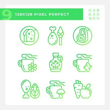 2D pixel perfect gradient allergen free icons Stock Illustration