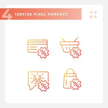 2D pixel perfect gradient discounts icons Stock-Illustration