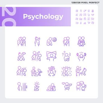 2D pixel perfect gradient psychology icons Illustrazione stock