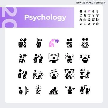 2D pixel perfect pixel perfect glyph style psychology icons Stockillustratie