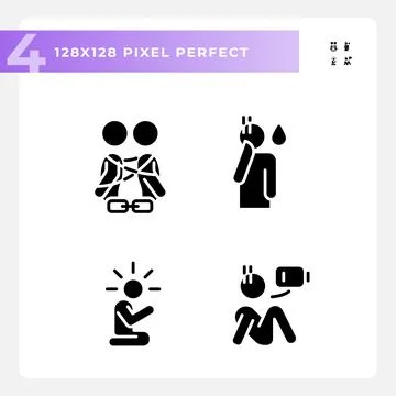 2D pixel perfect pixel perfect glyph style psychology icons Stock-Illustration
