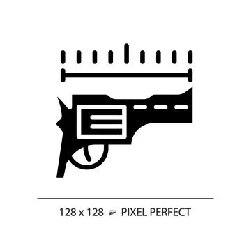 2D pixel perfect simple glyph style barrel length icon Stock Illustration