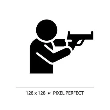 2D pixel perfect simple glyph style shooting stance icon Stock Illustration