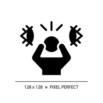 2D pixel perfect simple glyph style paranoia icon Stock Illustration