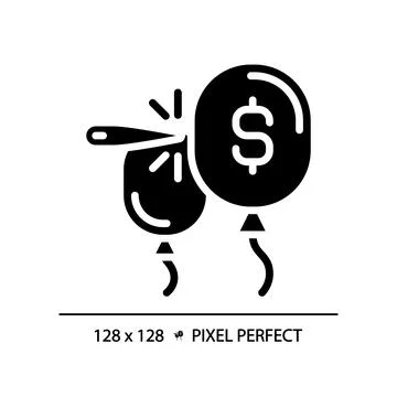 2D pixel perfect simple glyph style bubble economy icon Illustrazione stock