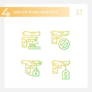2D pixel perfect simple gradient weapons icons Stock Illustration