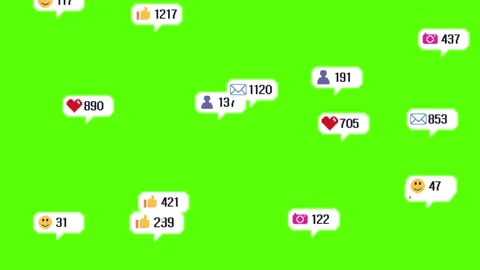 2D Pixelated Counting Social Media Icons on chroma key green screen background.  Stock Footage 219922822