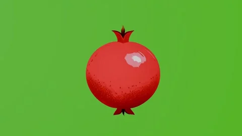 2d pomegranate animation in red on a green screen Stock Footage 282366077