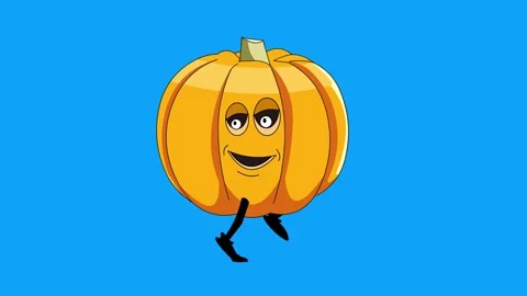 2d pumpkin Animated Character on blue screen Stock-Footage 242740762