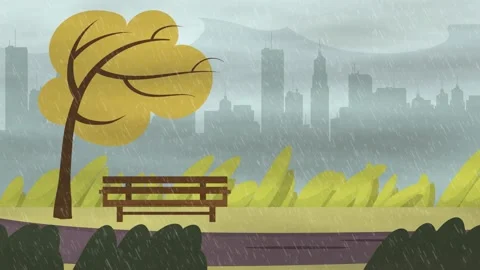 2D Rainy And Windy Scene HD Stock Footage 156005975