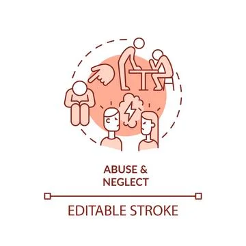 2D red linear icon abuse and neglect concept Stock Illustration