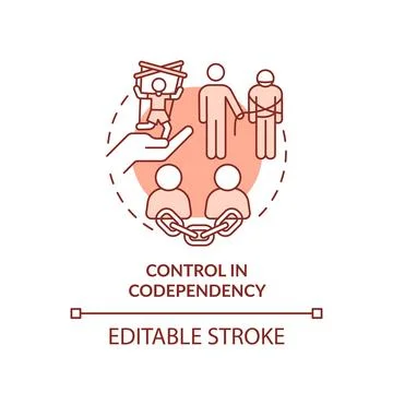 2D red linear icon control in dependency concept Stock-Illustration