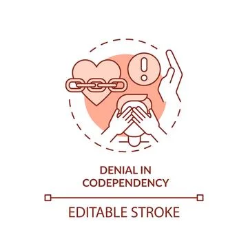 2D red linear icon denial in codependency concept Stock Illustration