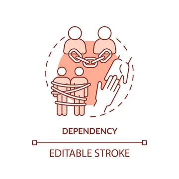 2D red linear icon dependency concept Stock Illustration