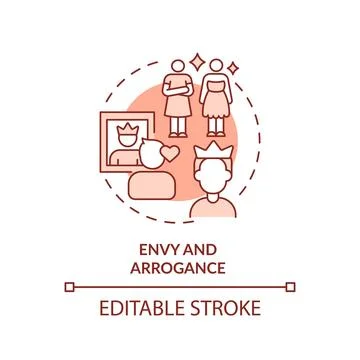2D red linear icon envy and arrogance concept Stock Illustration