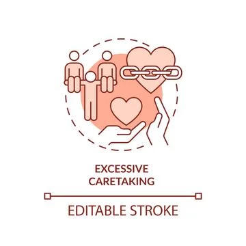 2D red linear icon excessive caretaking concept Stock Illustration