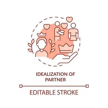 2D red linear icon idealization of partner concept Stock Illustration