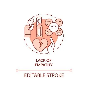 2D red linear icon lack of empathy concept Stock Illustration