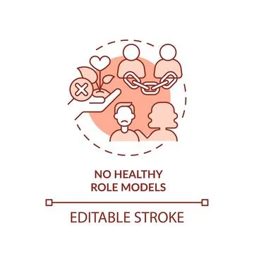 2D red linear icon no healthy role models concept Stock Illustration