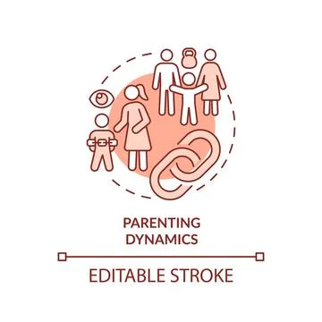 2D red linear icon parenting dynamics concept Stock Illustration