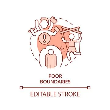 2D red linear icon poor boundaries concept Stock Illustration