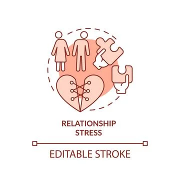 2D red linear icon relationship stress concept Stock Illustration