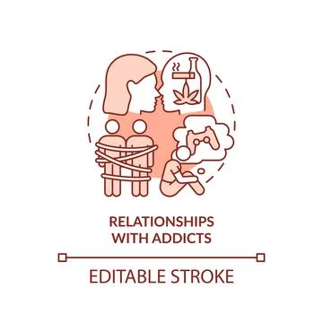 2D red linear icon relationships with addicts concept Stock Illustration