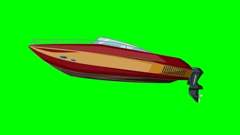 2d red motorboat hovering above water, side view. 動画素材 295535761