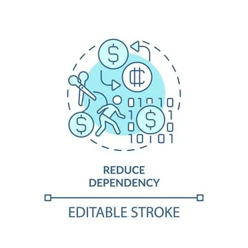 2D reduce dependency blue line icon concept Stockillustratie