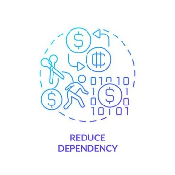 2D reduce dependency line icon concept 스톡 일러스트