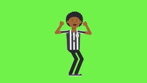 2D referee cheering or dancing on green background isolated chroma key Video stock 265149493
