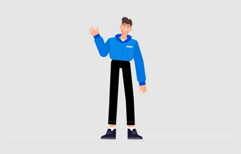 2D-Rendered Cartoon Boy Wearing Glasses Waving Hand and Greetings With Big .. Видео 267811298