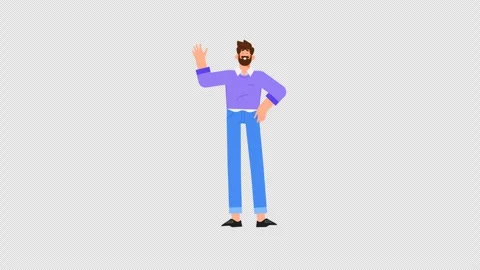 2D-Rendered Cartoon Man Waving Hand and Greetings With Smile Vídeo Stock 268217890
